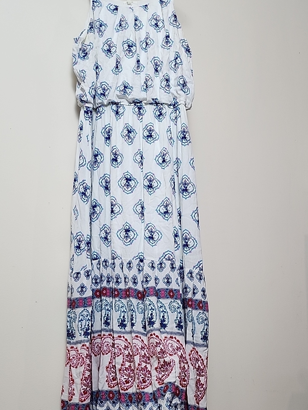 Maurices Red, White, And Blue Boho Maxi Dress